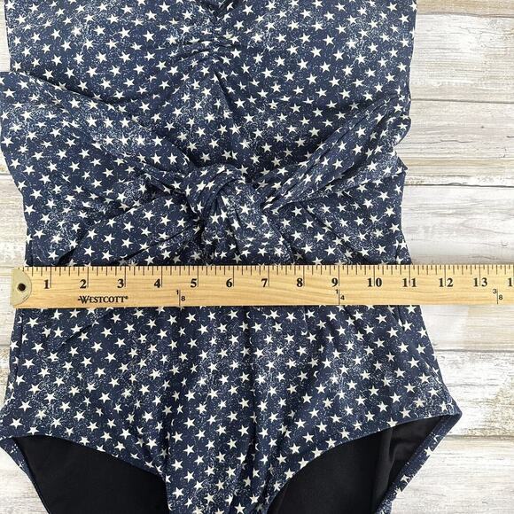 Revolve WeWoreWhat One Piece Swimsuit Size Small Blue Star Tie Front Strapless - Picture 12 of 14